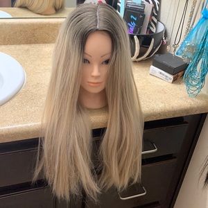Ash blonde synthetic hair wig